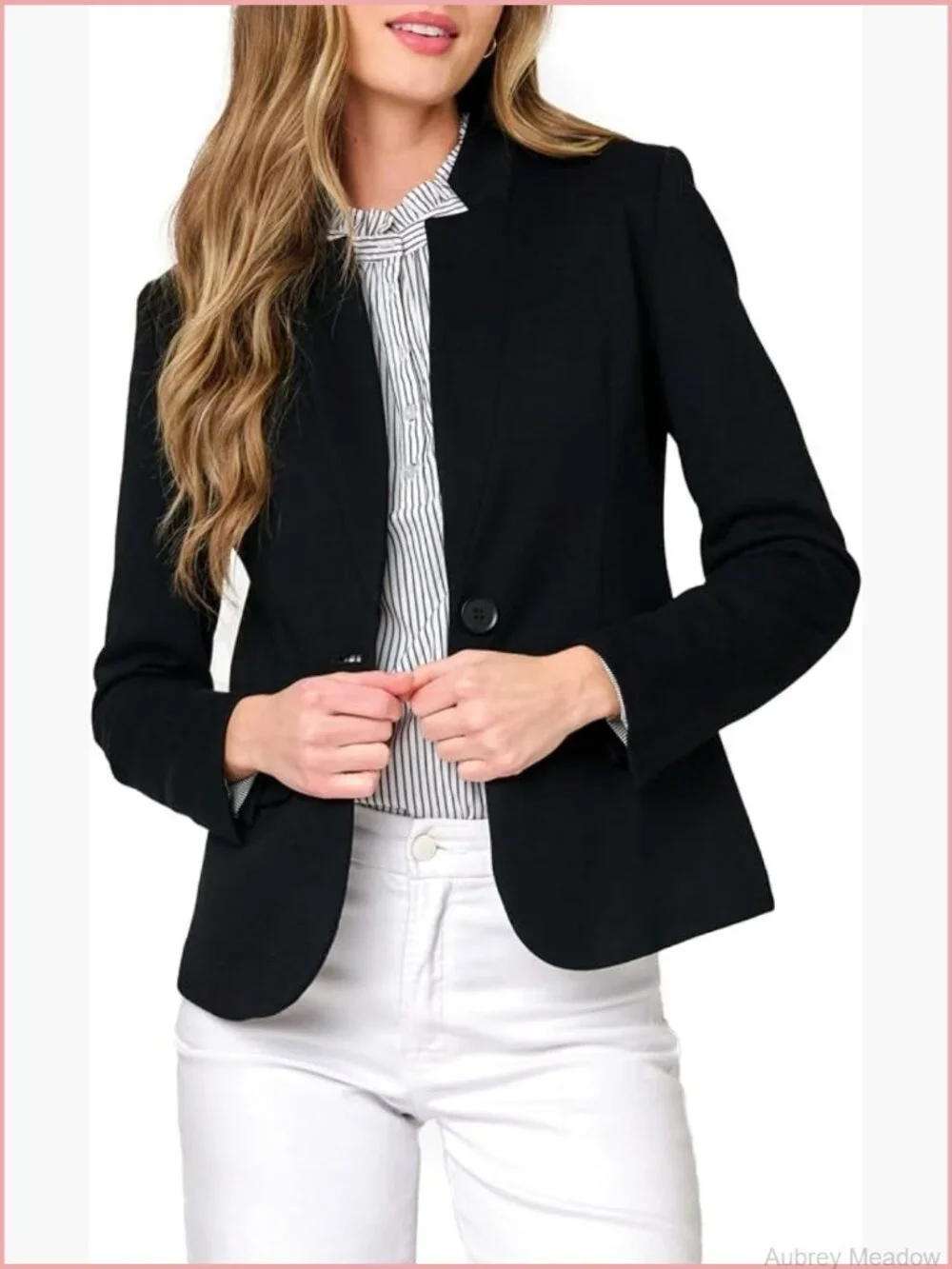 Notch Collar Blazer, Open Front Knit Jacket for Office Business Casual